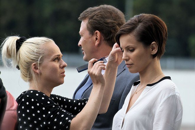 Евгения Серебренникова на съемках сериала