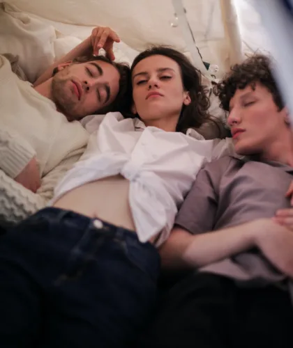 два парня и девушка